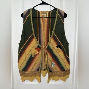 Rare Vintage Karen Wilkinson Bohemian Patchwork Tassel Vest